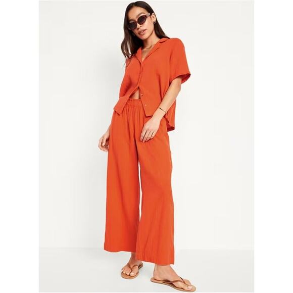 Old Navy High-Waisted Crinkle Gauze Pull-On Ankle Pants Women's Size 2X New with - Picture 6 of 8